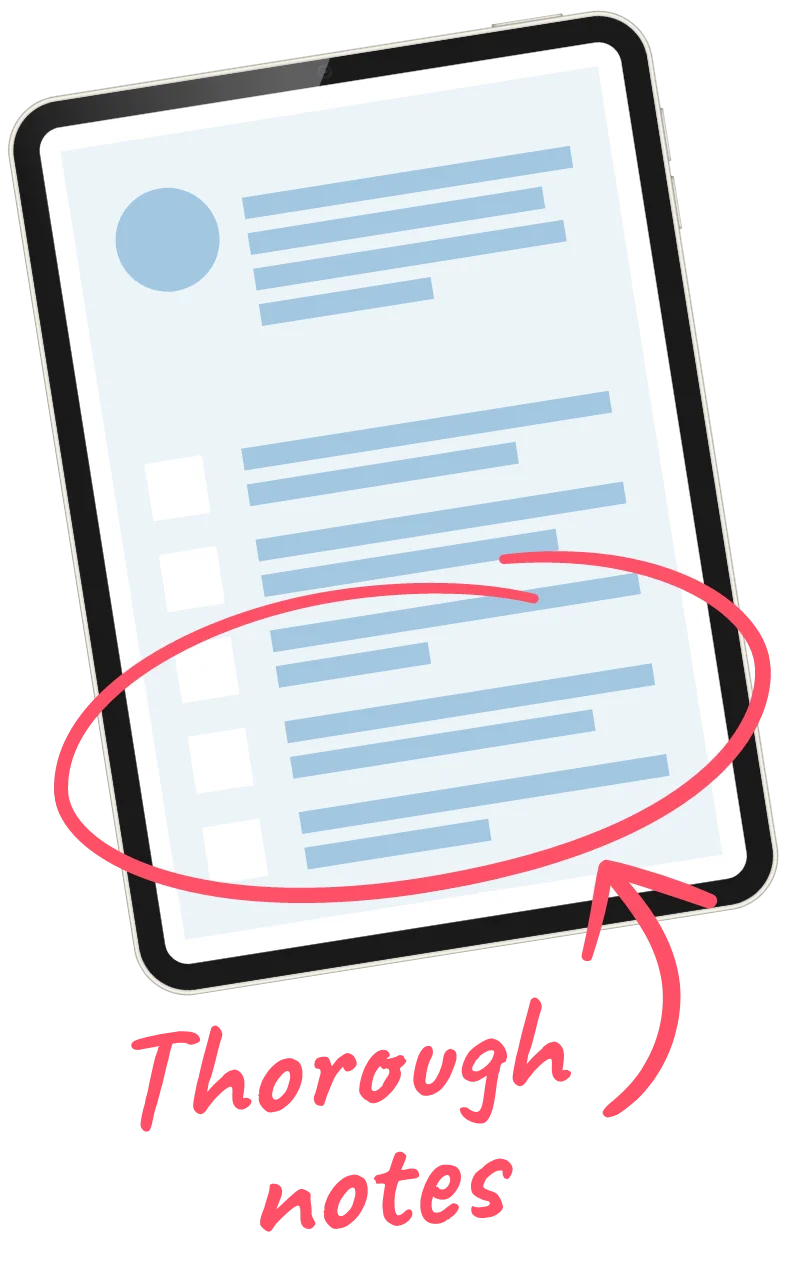 Image of tablet illustrating need for thorough PA notes